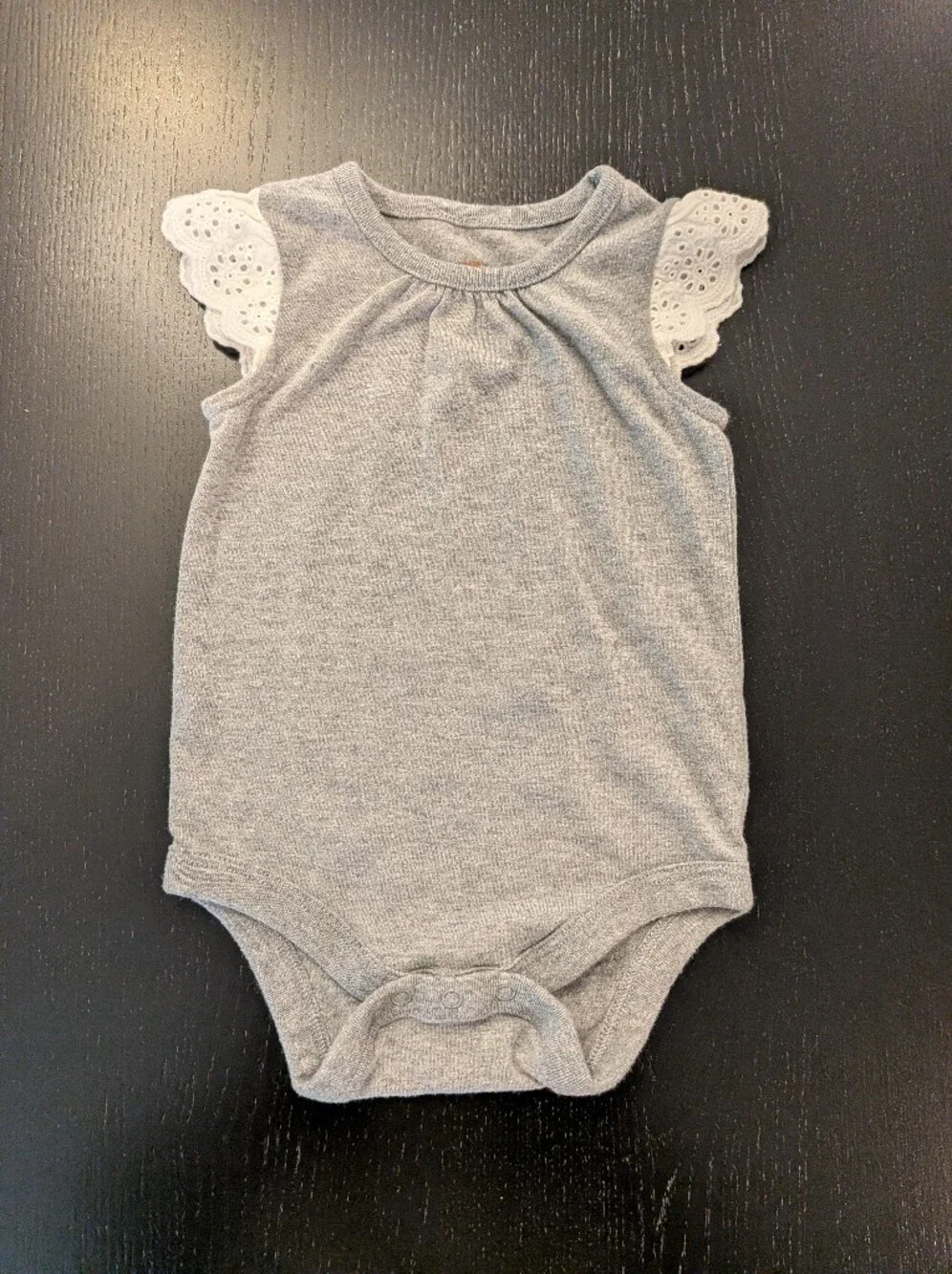 Cat & Jack Gray Eyelet-Sleeve Bodysuit with Blue Denim-Look Skirted Shorts